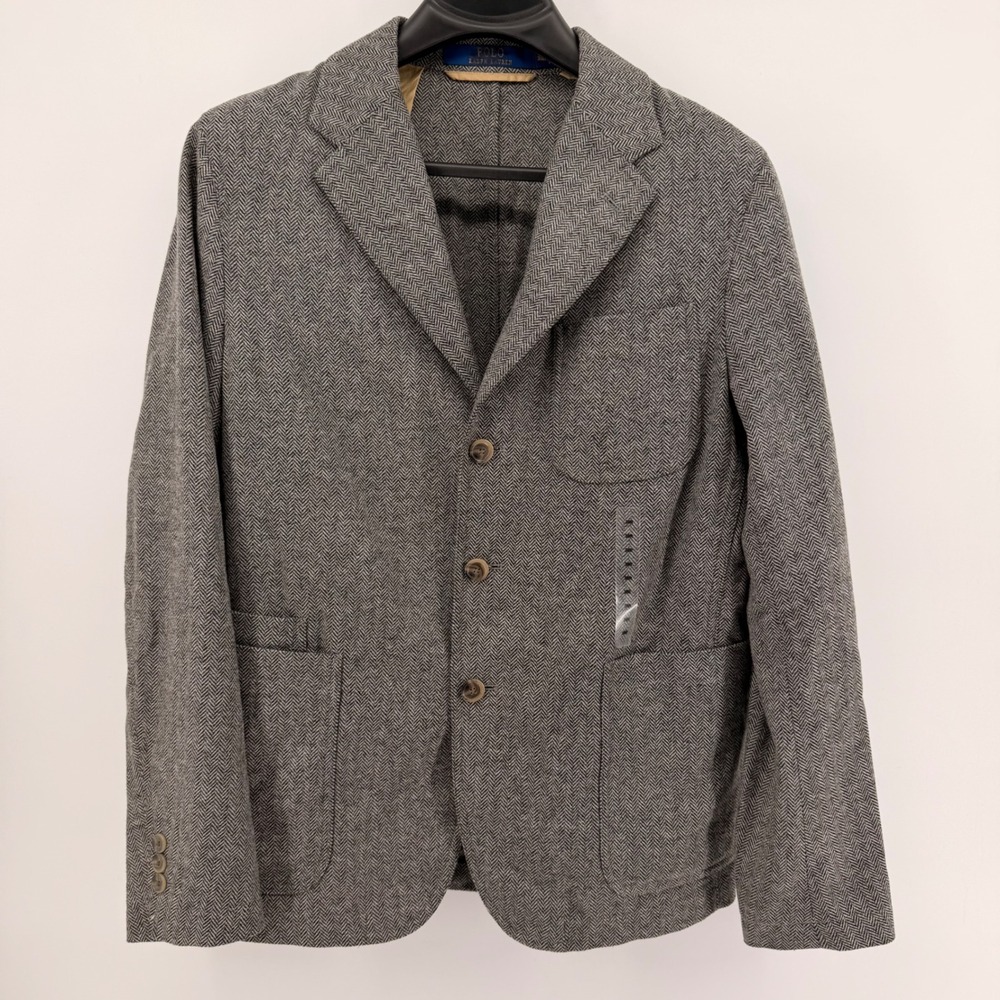 Polo Ralph Lauren Sport Coat Mens 38R Grey Herringbone Modern Fit 3Button Blazer